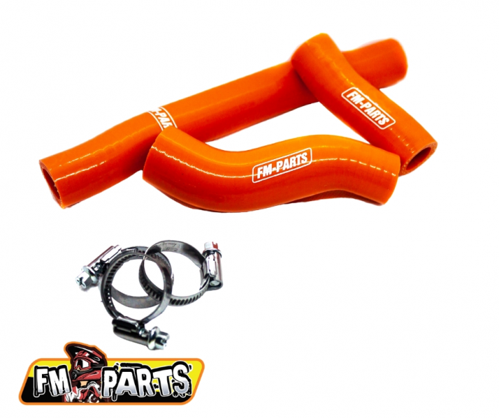 FM-Parts Silikon Kühlerschlauch Kit für KTM Husqvarna Gas Gas 250 300 2020- Orange