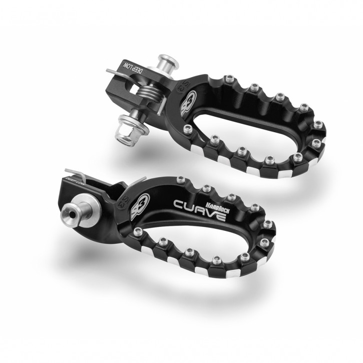 S3 HardRock Curve Aluminum Footpegs for KTM Husqvarna Gas Gas (Pos: DEEP LOW) Black