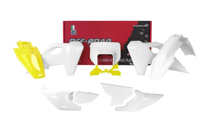 R-Tech plastic complete kit for Husqvarna 24- OEM White/Yellow 7-piece