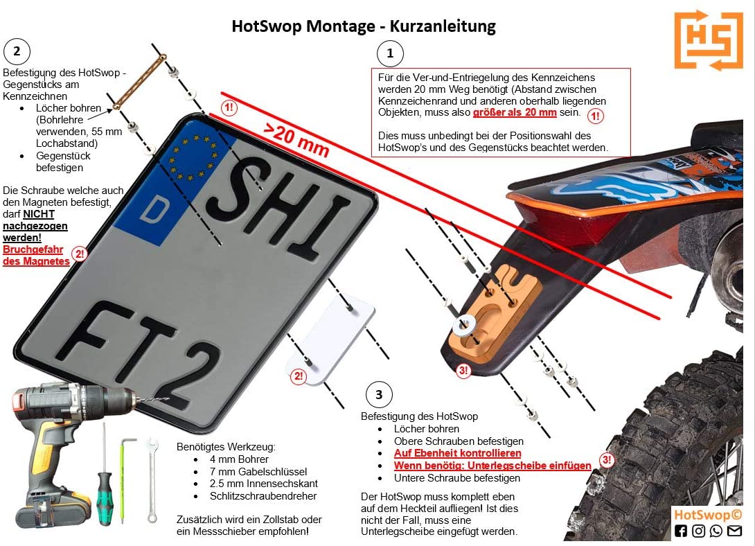 HotSwop SP-2 SET 1 Motorrad und 2 Kennzeichen Sportkennzeichen